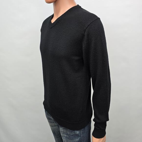 HART SCHAFFNER MARX Extra Fine Merino Wool V-Neck Sweater Men M Black - Picture 6 of 11